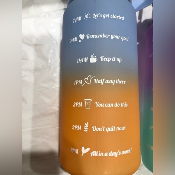 Green purple ombre motivational words time to drink reusable sports water bottle - Picture 10 of 11